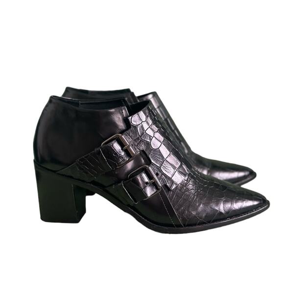 Tibi Black Croc Embossed Buckle Billie Bootie Womens Size 35 / US 5 - Picture 11 of 11